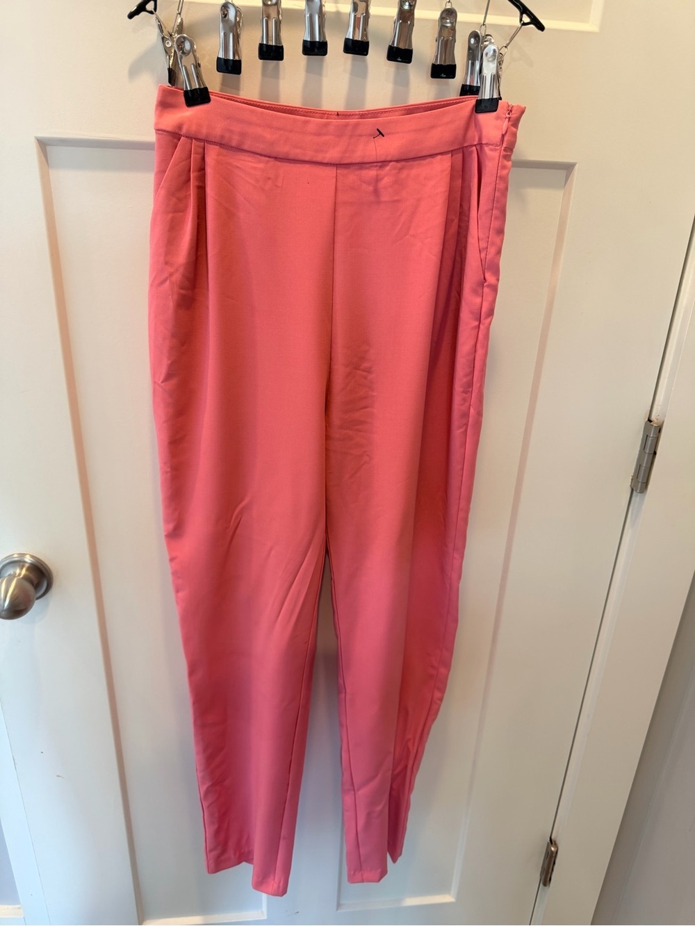 Lulus Coral Pink High Rise Pleated Tapered Pants Small